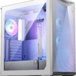 MSI MPG GUNGNIR 300R Airflow White Mid-Tower Gaming PC Case with Mesh Front Panel and RGB Lighting - ATX Motherboard Compatibility, Tempered Glass Side Panel, Pre-Installed Fans