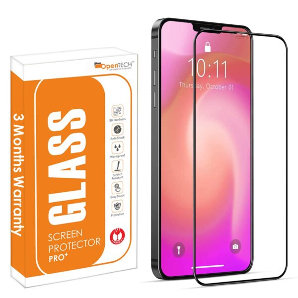 OpenTech® Edge to Edge Tempered Glass Screen Protector For Apple iPhone X with Installation kit (BLACK COLOR)
