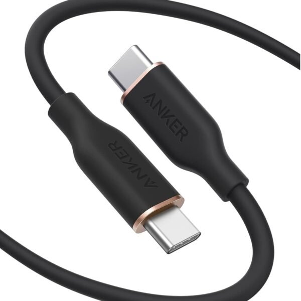 Anker Type C to Type C 100W Flow Cable, 6ft Black, Powerline III Flow Cable, Super Fast Charging Cable (50% Charge in 30 mins), 25X More Durable, Data Sync Compatibility & Power Delivery (PD)